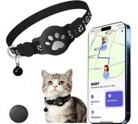 Collier GPS Chat, Nouveau Traceur GPS Chat Tracker, sans Carte SIM, sans Abonnement Mensuel, Localisation Temps Réel, Imperméable et Durable, Noir