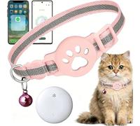 Collier GPS Chat, Nouveau Traceur GPS Chat Tracker, sans Carte SIM, sans Abonnement Mensuel, Localisation Temps Réel, Imperméable et Durable, Rose