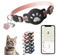 Collier GPS Chat sans Abonnement, GPS Cat Collar, GPS Tracker Cat Tracker, Traceur GPS Chat, sans Abonnement Mensuel, sans Carte Sim, Localisation Temps RéEl, ImperméAble Et Durable (Rose)