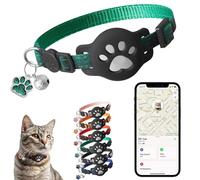 Collier GPS Chat sans Abonnement, GPS Cat Collar, GPS Tracker Cat Tracker, Traceur GPS Chat, sans Abonnement Mensuel, sans Carte Sim, Localisation Temps RéEl, ImperméAble Et Durable (Vert)