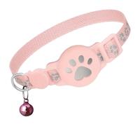 Collier GPS Chat sans Abonnement ni SIM, Traceur GPS Chat Tracker Compatible avec iOS & Android, Étanche IP67, Localisation en Temps Réel, Collier Réfléchissant Anti-Perte (Pink Android)