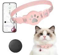 Collier GPS Chat sans Abonnement ni SIM, Traceur GPS Chat Tracker Compatible avec iOS & Android, Étanche IP67, Localisation en Temps Réel, Collier Réfléchissant Anti-Perte (C)