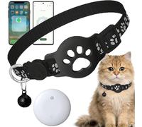 Collier GPS Chat sans Abonnement ni SIM, Traceur GPS Chat Tracker Compatible avec iOS & Android, Étanche IP67, Localisation en Temps Réel, Collier Réfléchissant Anti-Perte (C)