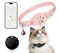 Collier GPS Chat sans Abonnement, Traceur GPS Chat for Iphone/Android, Ans Carte Sim, sans Abonnement Mensuel, Localisation Temps RéEl, ImperméAble Et Durable (Rose)