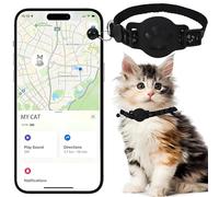 Collier GPS Chat, Traceur GPS Chat, Chat Tracker, sans Abonnement Mensuel, Compatible avec Apple Find My (iOS Uniquement), sans Carte SIM (Collier + pisteur Noir)