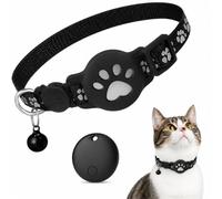 Collier GPS Chat, Traceur GPS Chat, Collier Traceur Chat,Localisation Temps Réel, Étanche et Résistant, Petit Léger pour Chat d'Extérieur,Spécifique à Apple (Noir)