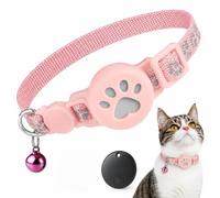Collier GPS Chat, Traceur GPS Chat, Localisation Temps Réel, Étanche et Résistant, Petit Léger pour Chat d'Extérieur,Spécifique à Apple (Rose)
