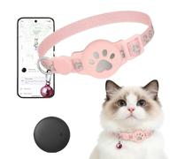 Collier GPS Chat, Traceur GPS Chat, sans Carte SIM, Imperméable Et Durable, Alerte Intelligente Anti-Perte pour Chats D'extérieur, Localisation Temps Réel (Pink, Compatible avec iOS)