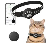 Collier GPS Chat, Traceur GPS Chat, sans Carte SIM, Imperméable Et Durable, Alerte Intelligente Anti-Perte pour Chats D'extérieur, Localisation Temps Réel (Black, Compatible avec Android)