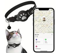 Collier GPS Chat, Traceur GPS Chat Tracker, sans Abonnement Mensuel, Compatible avec Apple Find My (iOS), sans Carte SIM (Collier + pisteur Blanc)