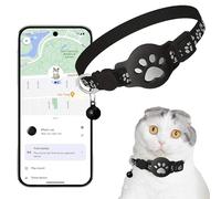 Collier GPS Chat, Traceur GPS Chat Tracker, sans Abonnement Mensuel, Compatible avec Goo- gle Find My (Android Uniquement), sans Carte SIM (Collier + pisteur Blanc)