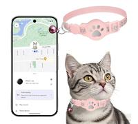 Collier GPS Chat, Traceur GPS Chat Tracker, sans Abonnement Mensuel, Compatible avec Goo- gle Find My (Android Uniquement), sans Carte SIM (Collier + pisteur Rose)