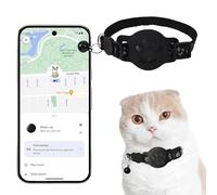Collier GPS Chat, Traceur GPS Chat Tracker, sans Abonnement Mensuel, Compatible avec Goo- gle Find My (Android Uniquement), sans Carte SIM (Collier + pisteur Noir)