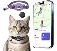Collier GPS Chat, Traceur GPS Chat Tracker, sans Abonnement Mensuel, Pas de SIM, Compatible avec Apple Find My (iOS Uniquement),Collier + pisteur (C)