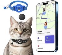 Collier GPS Chat, Traceur GPS Chat Tracker, sans Abonnement Mensuel, Pas de SIM, Compatible avec Apple Find My (iOS Uniquement),Collier + pisteur (D)