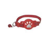 Collier GPS Chat, Traceur GPS Chat Tracker, sans Abonnement Mensuel, Pas de SIM, Compatible avec Apple Find My (iOS Uniquement)(Rouge + pisteur Blanc)