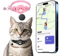 Collier GPS Chat, Traceur GPS Chat Tracker, sans Abonnement Mensuel, Pas de SIM, Compatible avec Apple Find My (iOS Uniquement),Collier + pisteur (H)