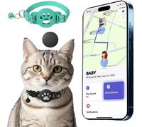 Collier GPS Chat, Traceur GPS Chat Tracker, sans Abonnement Mensuel, Pas de SIM, Compatible avec Apple Find My (iOS Uniquement),Collier + pisteur (B)