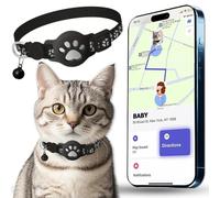 Collier GPS Chat, Traceur GPS Chat Tracker, sans Abonnement Mensuel, Pas de SIM, Compatible avec Apple Find My (iOS Uniquement) (Collier + pisteur Blanc)