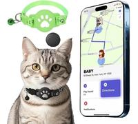 Collier GPS Chat, Traceur GPS Chat Tracker, sans Abonnement Mensuel, Pas de SIM, Compatible avec Apple Find My (iOS Uniquement),Collier + pisteur (A)