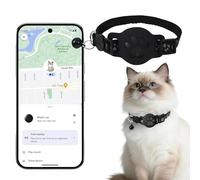 Collier GPS Chat, Traceur GPS Chat Tracker, sans Abonnement Mensuel, sans Carte SIM,Alerte Intelligente Anti-Perte (Android Uniquement) (Collier + pisteur Noir)