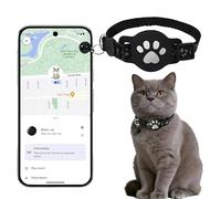 Collier GPS Chat, Traceur GPS Chat Tracker, sans Abonnement Mensuel, sans Carte SIM,Alerte Intelligente Anti-Perte (Android Uniquement) (Collier + pisteur Blanc)