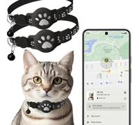 Collier GPS Chat, Traceur GPS Chat Tracker, sans Abonnement Mensuel, sans Carte SIM, (Blanc 2)