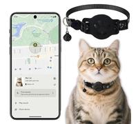 Collier GPS Chat, Traceur GPS Chat Tracker, sans Abonnement Mensuel, sans Carte SIM, Compatible avec Goo- gle Find My (Android Uniquement) (Collier + pisteur Noir)