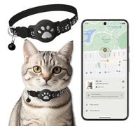 Collier GPS Chat, Traceur GPS Chat Tracker, sans Abonnement Mensuel, sans Carte SIM, Compatible avec Goo- gle Find My (Android Uniquement) (Collier + pisteur Blanc)