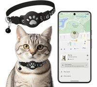 Collier GPS Chat, Traceur GPS Chat Tracker, sans Abonnement Mensuel, sans Carte SIM, Compatible avec Goo- gle Find My (Android Uniquement) (Collier + pisteur Blanc)