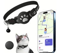 Collier GPS Chat, Traceur GPS Chat Tracker, sans Abonnement Mensuel, sans Carte SIM, Localisation Temps Réel, Imperméable et Durable, Alerte Intelligente Anti-Perte pour Chats D'extérieur (Noir)