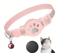 Collier GPS Chat, Traceur GPS Chat Tracker, sans Abonnement Mensuel, sans Carte SIM, Localisation Temps Réel, Imperméable et Durable, Alerte Intelligente Anti-Perte pour Chats D'extérieur (Rose)