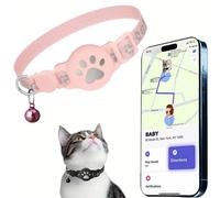 Collier GPS Chat, Traceur GPS Chat Tracker, sans Carte SIM, sans Abonnement Mensuel, Localisation Temps Réel, Imperméable et Durable, Alerte Intelligente Anti-Perte pour Chats D'extérieur (Pink)