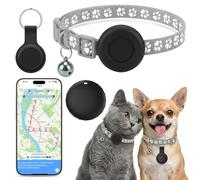 Collier GPS Chat, Traceur GPS Chien Chat Compatible avec iOS et Android, sans Carte SIM/Abonnement Mensuel, Suivi en Temps Réel Traceur Collier Traceur pour Chien,Chats,Voitures Étanchéité IPX6