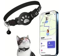 Collier GPS Chat Tracker, Collier Traceur GPS pour Chat et Chien, sans Abonnement & SIM, Compatible iOS/Android/HarmonyOS, IPX5 RéSistant Aux éClaboussures (iOS, Noir)
