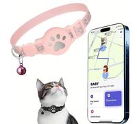 Collier GPS Chat Tracker, Collier Traceur GPS pour Chat et Chien, sans Abonnement & SIM, Compatible iOS/Android/HarmonyOS, IPX5 RéSistant Aux éClaboussures (Android, Rose)