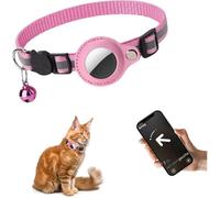 Collier GPS pour chat avec traceur anti-perte intégré, compatible avec les boîtiers AirTag, et doté d'un positionnement global-Rose