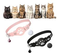 Collier GPS pour Chat,Compatible avec iOS et Android, étanche IP67, localisation en Temps réel, Collier réfléchissant Anti-Perte (Empreintes Roses, Système iOS)