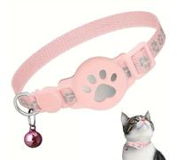 Collier GPS pour chat (compatible avec les systèmes Apple et Android) Fonctionne avec goo- gle Find My, sans SIM sans abonnement, surveillance d'activité, IP67, batterie 365+jours (Rose)