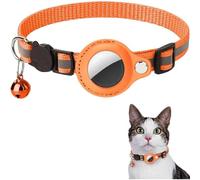 Collier GPS Tag Chat Réfléchissant Étanche, Collier Anti-étranglement Chat Ajustable pour Chaton (Orange)