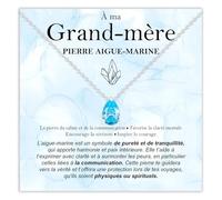 Collier Grand-mère Pierre Aigue-Marine Cadeaux pour Elle en Argent Sterling 925 Idée Noël Anniversaire Fête des Grands-Mères - Coffret avec DÉDICACE inclus (Pierre Aigue-Marine Grand-mère argent)