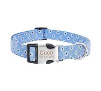 Collier gravé personnalisé en nylon avec imprimé floral pour chien avec plaque d'identification personnalisée pour carlin, chihuahua, labrador, bouledogue français, B, M
