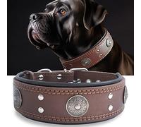 Collier Gros Chien, en Cuir Vrai de 5 cm de Largeur, Artisanal, Robuste, Doux, Luxueux, Attirant l'Œil : Le Meilleur Choix pour Les Races de Chiens de Grande et Moyenne Taille, 42-52 cm, Brun