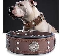 Collier Gros Chien, en Cuir Vrai de 5 cm de Largeur, Artisanal, Robuste, Doux, Luxueux, Attirant l'Œil : Le Meilleur Choix pour Les Races de Chiens de Grande et Moyenne Taille, 57-67 cm, Brun