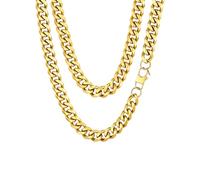 Collier Gros Maille Cubain Ras de Cou Chaine Plaque Or Homme Acier Inoxydable Gourmette Massif Punk Hip Hop 61 cm 12 mm Bijoux Cadeau Noël Mariage Saint Valentin