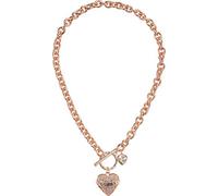 Collier GUESS Femme avec Pendentif Toggle en Forme de Cœur Pavé et Logo en Bannière