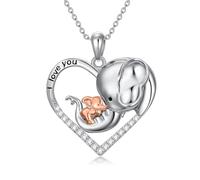 Collier HARMONY BOLA Mère Fille/Couple Animal 925 Argent Sterling Pendentif Bijoux Mignons Cadeau Anniversaire Fête des Mères pour Femmes, Argent sterling, Zircon