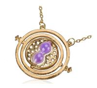 Collier - Harry Potter - Sablier Retourneur de Temps - Plaqué Or - Violet