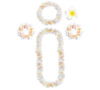 Collier Hawaïen Duoyif Set de 5 Pièces : Bandeau, Bracelet, Pinces à Cheveux, Guirlande Luau pour Cheerleading, Carnaval, Fête et Festival