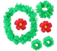 Collier Hawaien Fleurs, 4 Pièces Colliers de Fleurs Hawaïennes, Hula Luau Collier Bracelet Bandeau Hawaïen, Guirlande Fleurie Hawaienne pour Carnaval, Plage, Mariage, Hawaiian Party